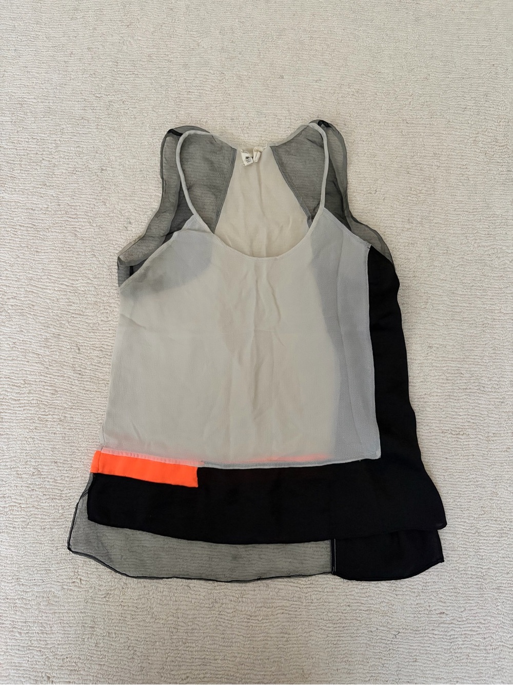 Helmut Lang Sheer Layered Tank Top Black White Orange Size P